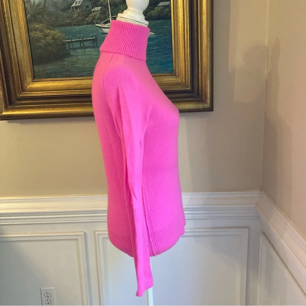 AQUA Punch Pink Cashmere Turtleneck Sweater - Picture 3 of 9